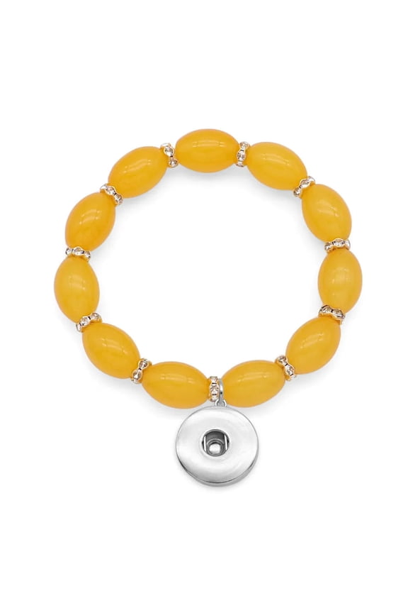 Oval Stretch Bead Bracelet Snap Jewelry Fits 18MM 20MM Ginger Charm Buttons