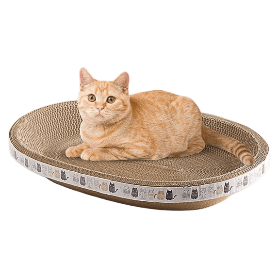 Oval Sturdy Cat Scratching Cardboard Pad Breathable Cat Scratch Pad, Cat Scratching Cardboard for Indoor Cats, Furniture Protecter, 18.4 * 12.6"