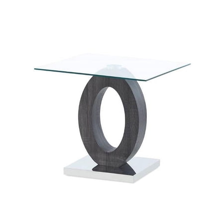Oval Style Base End Table - Grey