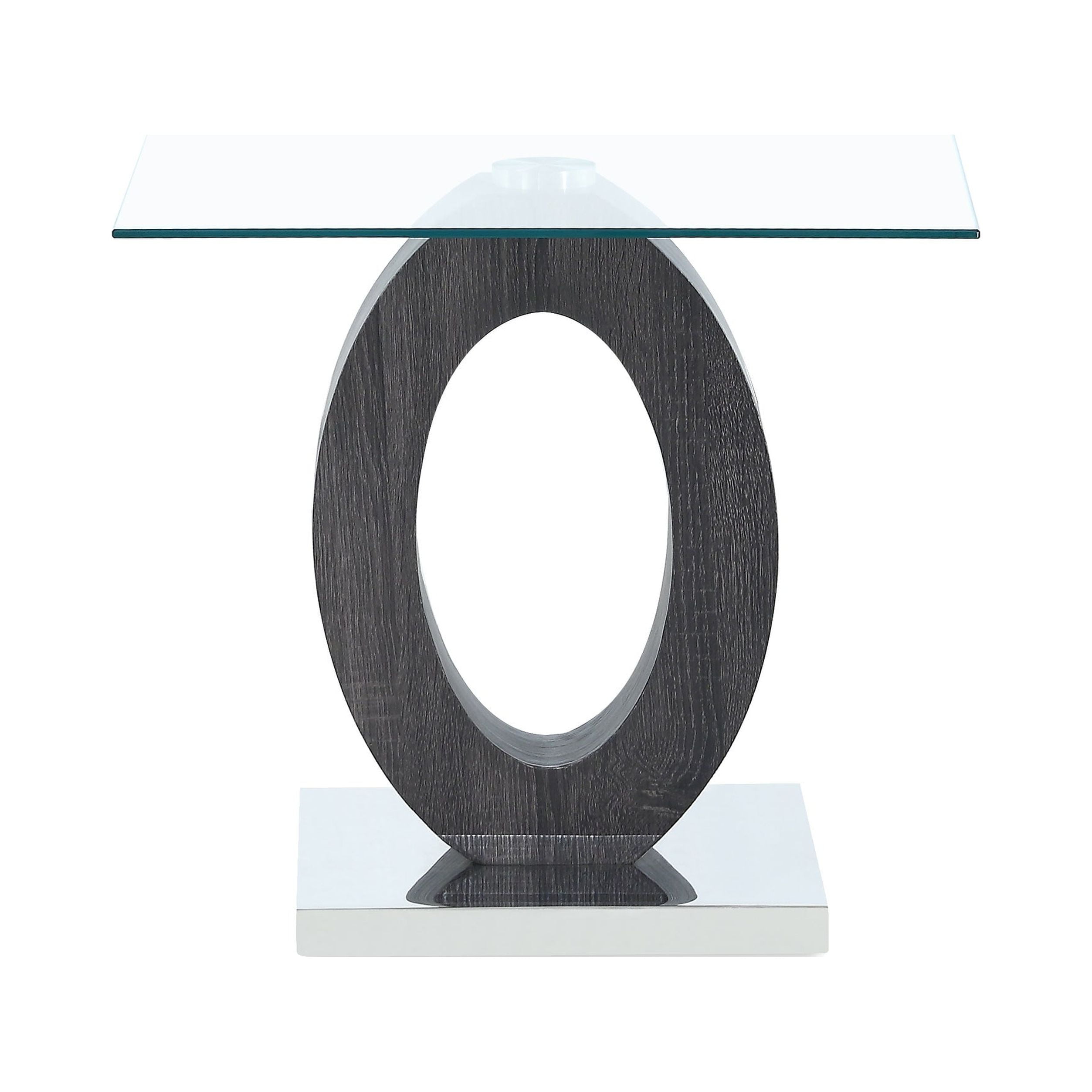 Sleek Silver & Gray Rectangular Glass-Top Wood End Table