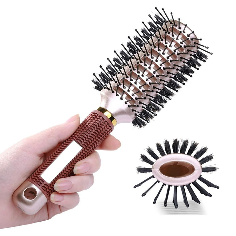 Oval Styling Vent Hair Brush for Blow Drying, Double Sided Boar