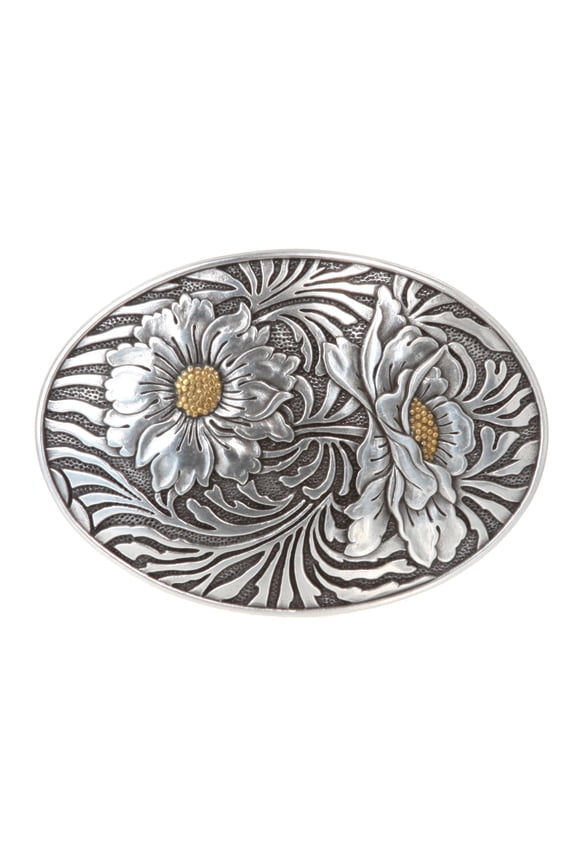 Oval Sunflower Engraving Belt Buckle