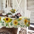 thumbnail image 1 of Oval Sunflower Tablecloth 60x84 inches, Waterproof Wrinkle Resistant Durable Polyester Table Cover Spring Summer Watercolor Floral Tablecloth for Indoor and Outdoor, Holiday Kitchen Dining and Parties, 1 of 6