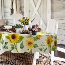 Oval Sunflower Tablecloth 60x84 inches, Waterproof Wrinkle Resistant Durable Polyester Table Cover Spring Summer Watercolor Floral Tablecloth for Indoor and Outdoor, Holiday Kitchen Dining and Parties