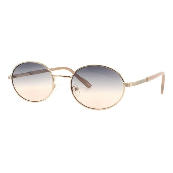 Oval Sunglasses Retro Small Frame UV400 Unisex Vintage Shades Gold, Smoke Peach