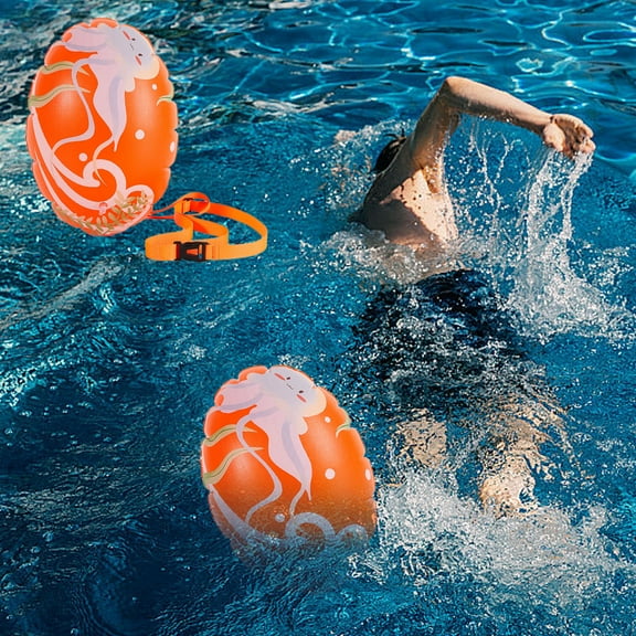 Oval Swim Bubble for Open Water Swimmers and Triathletes - Be Bright, Be Seen & Be Safer with New Wave While Swimming Outdoors with This Safety Swim Buoy Tow Float