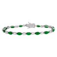 thumbnail image 1 of Oval Synthetic Emerald Clear CZ Tennis Bracelet Sterling Silver, 1 of 2
