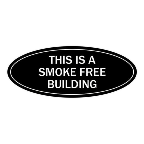 Oval THIS IS A SMOKE FREE BUILDING Sign (Black) - Small 2x5"