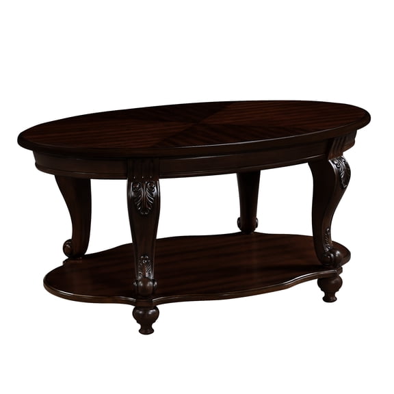 Oval Table, Cherry Color - Heat - Resistant Veneer - Living Room Relaxing Area - High Load - Bearing Capacity