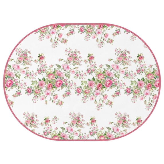 Oval Table Cloth Pink Rose Flower,Wrinkle Free Table Cover with Polyester,Waterproof Reusable Table Clothes for Home Decor Summer Spring Picnic Dining Holiday (Oval,54x72inch)