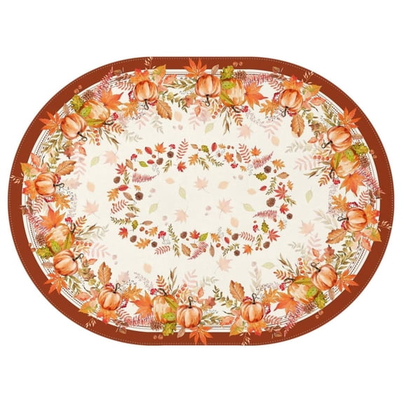 Oval Table Cloth Thanksgiving Pumpkin Fall,Wrinkle Resistant Table Cover with Polyester,Waterproof Reusable Tablecloths for Home Decor Summer Spring Picnic Dining Holiday (Oval,54x72inch)