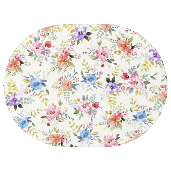Oval Table Cloth Watercolor Floral Flower,Wrinkle Resistant Table Cover with Polyester,Waterproof Reusable Tablecloth for Easter Birthday Picnic Wedding (Oval,54x72inch)