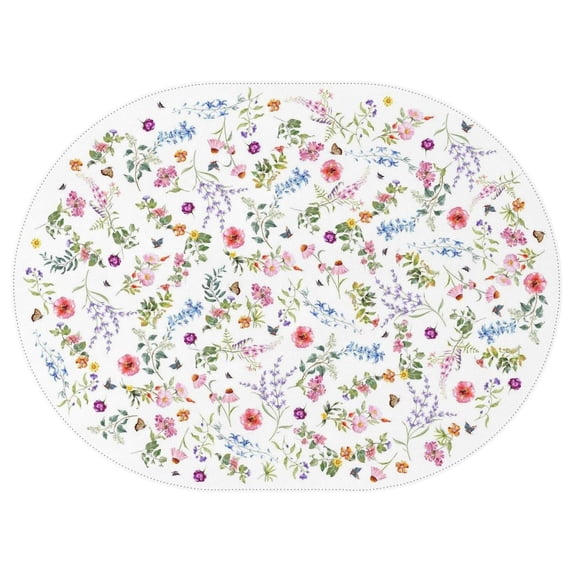 Oval Table Cloth Wildflower Botanical,Wrinkle Resistant Table Cover with Polyester,Waterproof Reusable Table Clothes for Easter Birthday Picnic Wedding (Oval,54x72inch)