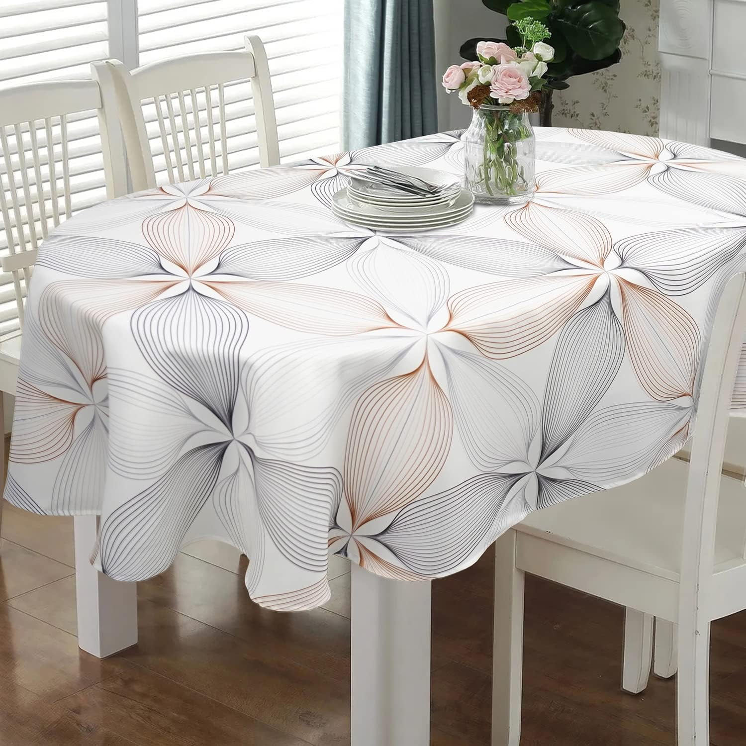 Oval Tablecloth 52 x 70 Inch, Modern Geometric Tablecloth for Oval