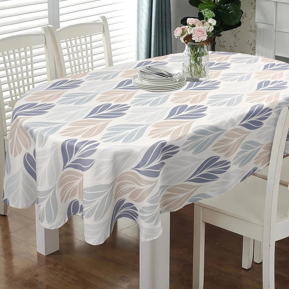 Oval Tablecloth 52 x 70 Inch, Vintage Abstract Leaf Tablecloth for Oval Table, Fabric Wrinkle Free Washable Waterproof Modern Tablecloth Oval Table Cloth for Dining Room Table