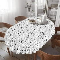 Oval Tablecloth -54x72 Inch,Retro Mid-Century Modern Tablecloth Simple Geometric Table Cover Understated Decoration, Black and White Tablecloth Suitable for Home, Kitchen