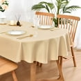 thumbnail image 1 of Oval Tablecloth 60 x 102 Inch Washable Fabric Table Cloth Solid Beige Table Cover for Dining Wedding Party Banquet Tabletop Decoration, 1 of 6