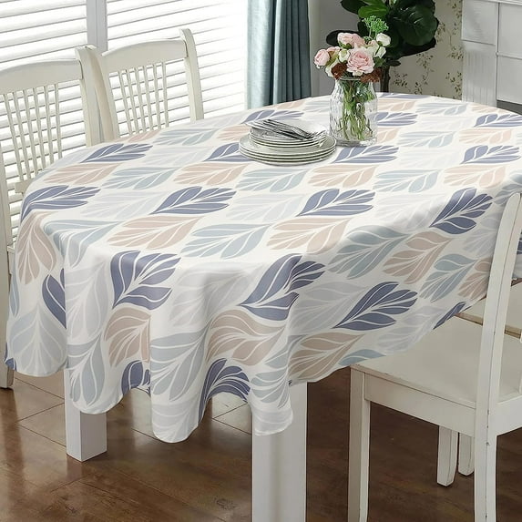 Oval Tablecloth 60 x 84 Inch, Vintage Abstract Leaf Tablecloth for Oval Table, Fabric Wrinkle Free Washable Waterproof Modern Tablecloth Oval Table Cloth for Dining Room Table