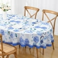 thumbnail image 1 of Oval Tablecloth 60x84 Inch, Blue Floral Table Cloth for Oval Table, Waterproof Spring Tablecloth Wrinkle Free for Dining, Picnic, Party Decor, 1 of 6