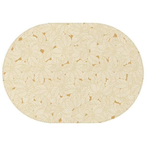 Oval Tablecloth Beige Leaf Minimalist Tablecloth,Wipeable Polyester Table Cover for Rectangle Tables,Foldable Tableclothes Thick Tablecloths for Dining Room Camping Indoor Outdoor
