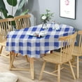 thumbnail image 1 of Oval Tablecloth Blue Checkered Tablecloth, Modern Plaid Oval Tablecloth, Checkered Tablecloth, Indoor/Outdoor Waterproof Wrinkle Free Durable Blue Gingham Tablecloth For Oval Tables 60 X 120 In, 1 of 4