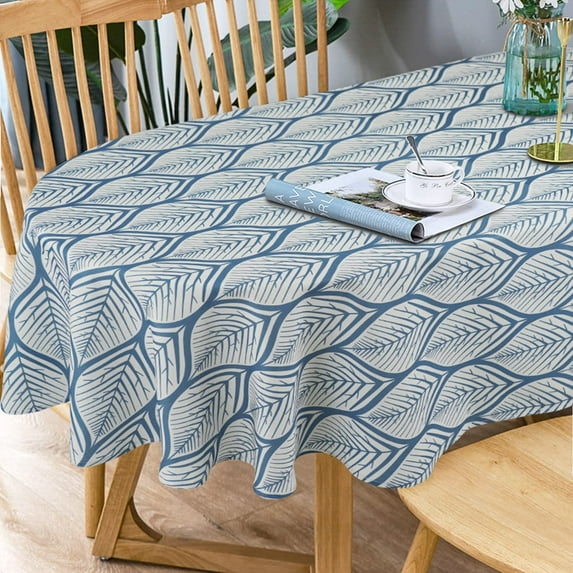 Oval Tablecloth Blue Modern Geometric Oval Tablecloth, Blue Oval Tablecloth, Print Tablecloth, Fabric Indoor/Outdoor Waterproof Wrinkle Free Durable Blue Tablecloth for Oval Tables 60 X 102 in