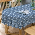 thumbnail image 1 of Oval Tablecloth Blue Striped Tablecloth, Modern Oval Tablecloth, Geometric Tablecloth, Indoor/Outdoor Waterproof Wrinkle Free Durable Tablecloth for Oval Tables 54 X 72 Inch, 1 of 6