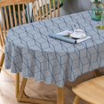 thumbnail image 1 of Oval Tablecloth Blue Striped Tablecloth, Modern Oval Tablecloth, Geometric Tablecloth, Indoor/Outdoor Waterproof Wrinkle Free Durable Tablecloth for Oval Tables 60 X 120 Inch, 1 of 3
