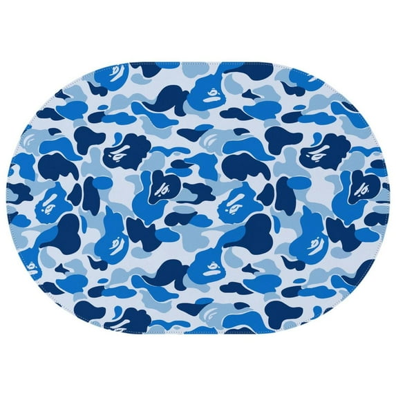 Oval Tablecloth Camo Camouflage Forest Blue Tablecloth,Wipeable Polyester Table Cover for Rectangle Tables,Foldable Table Cloths Cute Tablecloths for Camping Dining Buffet Parties