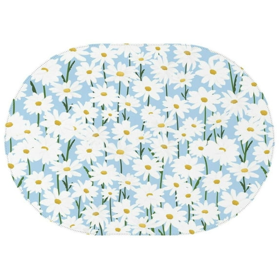 Oval Tablecloth Dasiy Floral Flower Tablecloth,Oil Proof Spill Proof Polyester Table Cover for Rectangle Tables,Foldable Tableclothes Decoration Tablecloths for Camping Dining Buffet Parties