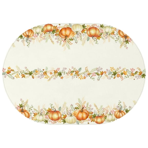 Oval Tablecloth Fall Pumpkin Maple Harvest Tablecloth,Wipeable Polyester Table Cover for Rectangle Tables,Foldable Table Clothes Decoration Tablecloths for Dining Room Camping Indoor Outdoor