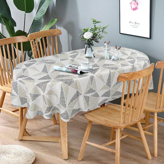 Oval Tablecloth, Modern Geometric Oval Tablecloth, Oval Tablecloth Indoor/Outdoor Waterproof Wrinkle Free Durable Oval Tablecloth for Oval Tables 60 X 102 Inch