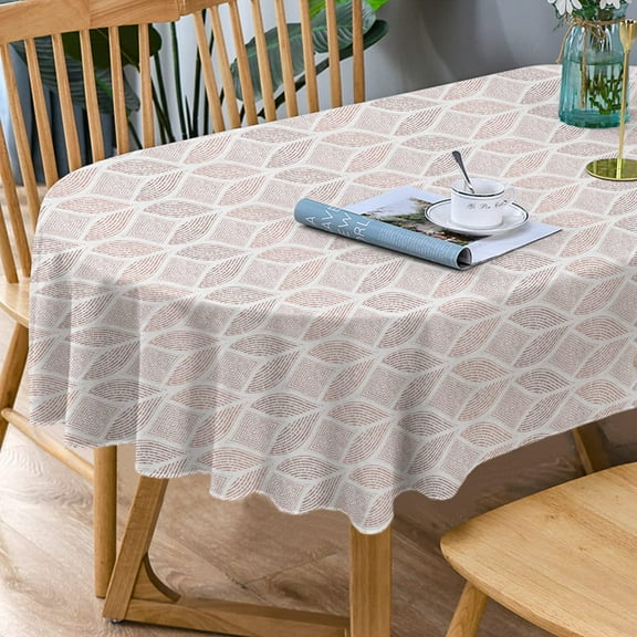 Oval Tablecloth, Modern Geometric Oval Tablecloth, Tablecloth Indoor/Outdoor Waterproof Wrinkle Free Durable Oval Tablecloth for Oval Tables 60 X 120 Inch