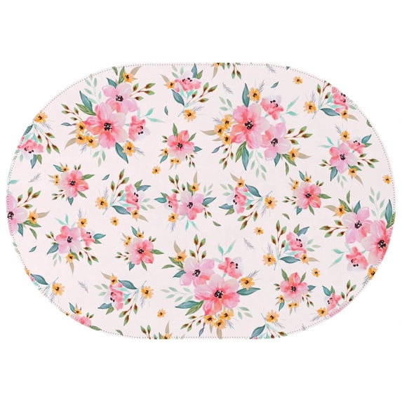 Oval Tablecloth Pink Floral Flower Tablecloth,Oil Proof Spill Proof Polyester Table Cover for Rectangle Tables,Foldable Tablecloth Fitted Tablecloths for Dining Room Camping Indoor Outdoor