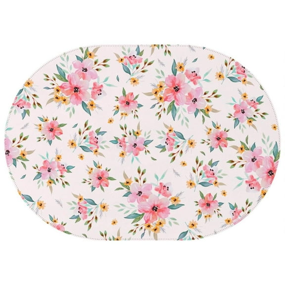 Oval Tablecloth Pink Floral Flower Tablecloth,Oil Proof Spill Proof Polyester Table Cover for Rectangle Tables,Foldable Tablecloth Fitted Tablecloths for Dining Room Camping Indoor Outdoor