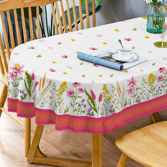 Oval Tablecloth Pink Floral Tablecloth Floral Oval Tablecloth Print Floral Tablecloth for Oval Tables 60 X 84 in