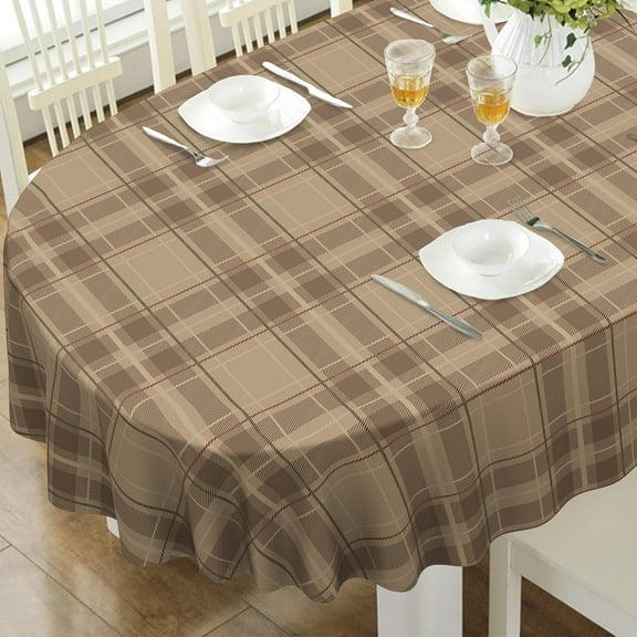 Oval Tablecloth, Waterproof Oval Plaid Table Cloth 60x102 Inch Machine Washable Fabric Table Cover for Kithchen Dining Decor