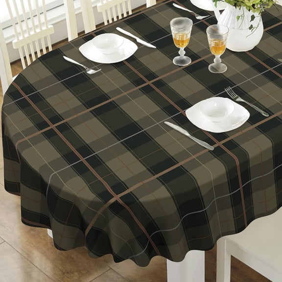 Oval Tablecloth, Waterproof Oval Plaid Table Cloth 60x120 Inch Machine Washable Fabric Table Cover for Kithchen Dining Decor