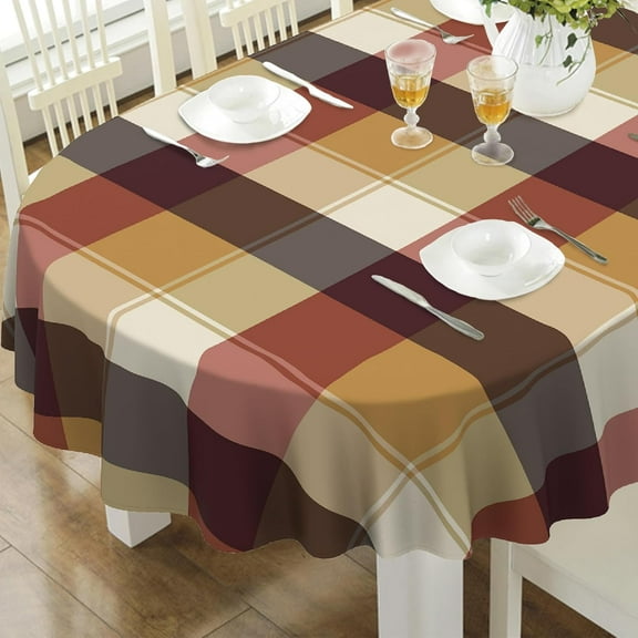 Oval Tablecloth, Waterproof Plaid Oval Table Cloth 60x120 Inch Washable Fabric Fall Christmas Table Cover for Kithchen Dining Decor