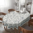 thumbnail image 1 of Oval Tablecloth, Waterproof Tablecover for Oval Tables 60 x 84,Vintage Hand Drawn Floral Birds Design Table Cloth Perfect for Kitchen Dinner Restaurant Outdoor, 1 of 5