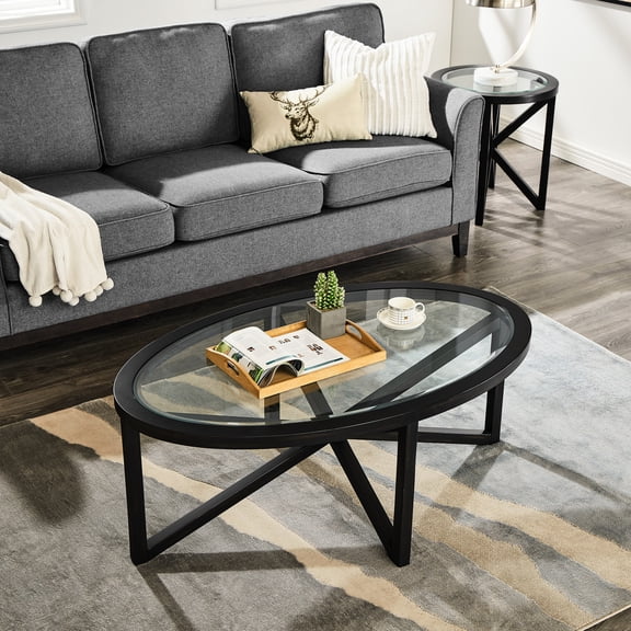 Oval Tabletop Coffee Table / Ideal for Family Gatherings / Sturdy and Durable