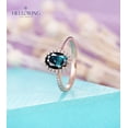 thumbnail image 1 of Oval Teal Sapphire engagement ring blue green sapphire ring diamond moissanite halo ring pave band vintage wedding ring Anniversary ring, 1 of 3