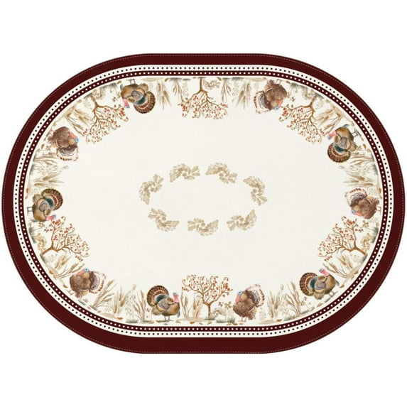 Oval Thanksgiving Tablecloth Fall Table Cloth Pumpkin Color Table Cloths for Autumn Home Decor, 54x72 inch Tablecloths