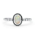 thumbnail image 1 of Oval Thumb Ring Lab Created White Opal Oxidized Solid 925 Sterling Silver Size 10, 1 of 5