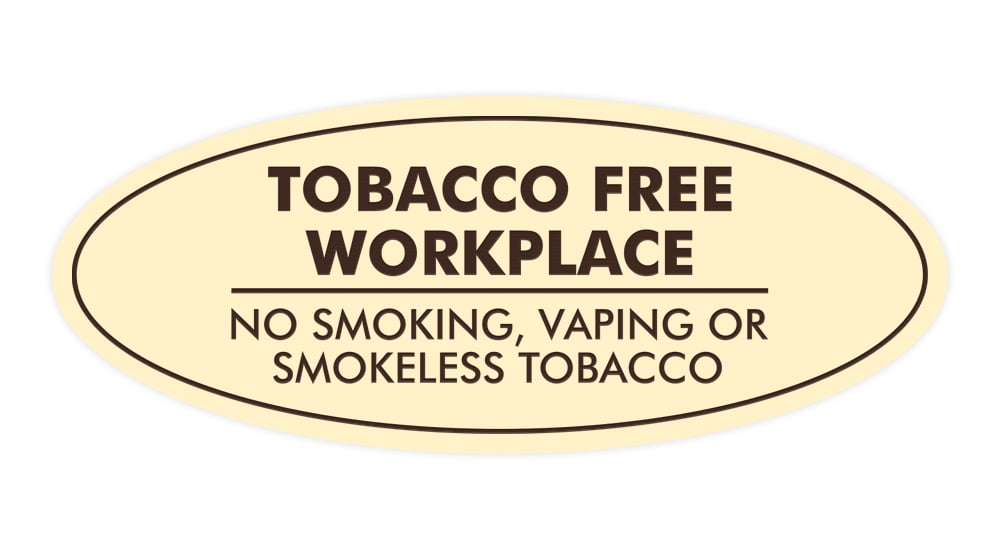 Oval Tobacco Free Workplace No Smoking Sign (Ivory/Dark Brown)