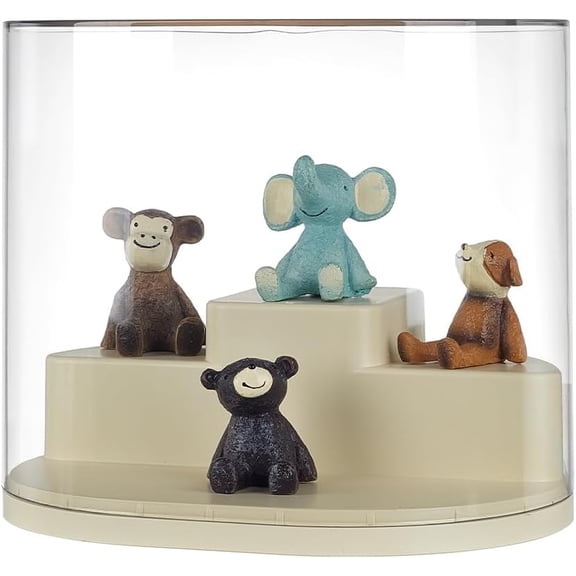 Oval Transparent Display Box Stackable Blind Box 7.28x5.51x6.1inch Plastic Dust-Proof Minifigures Display Case with 8pcs Traceless Sticker for Collectibles Figures Display