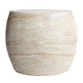 thumbnail image 1 of Oval Travertine Stone Finish Italian Design MgO Side Accent Table, 1 of 12