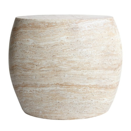 Oval Travertine Stone Finish Italian Design MgO Side Accent Table