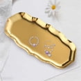 thumbnail image 1 of Oval Tray, Irregular Wavy Edge Metal Jewelry Tray, 8.6X4.3inch Decorative Vanity Tray, Stainless Steel Serving Platter for Dessert Table, Desktop, Bathroom, 1 of 6