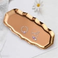 thumbnail image 1 of Oval Tray, Irregular Wavy Edge Metal Jewelry Tray, 8.6X4.3inch Decorative Vanity Tray, Stainless Steel Serving Platter for Dessert Table, Desktop, Bathroom, 1 of 5